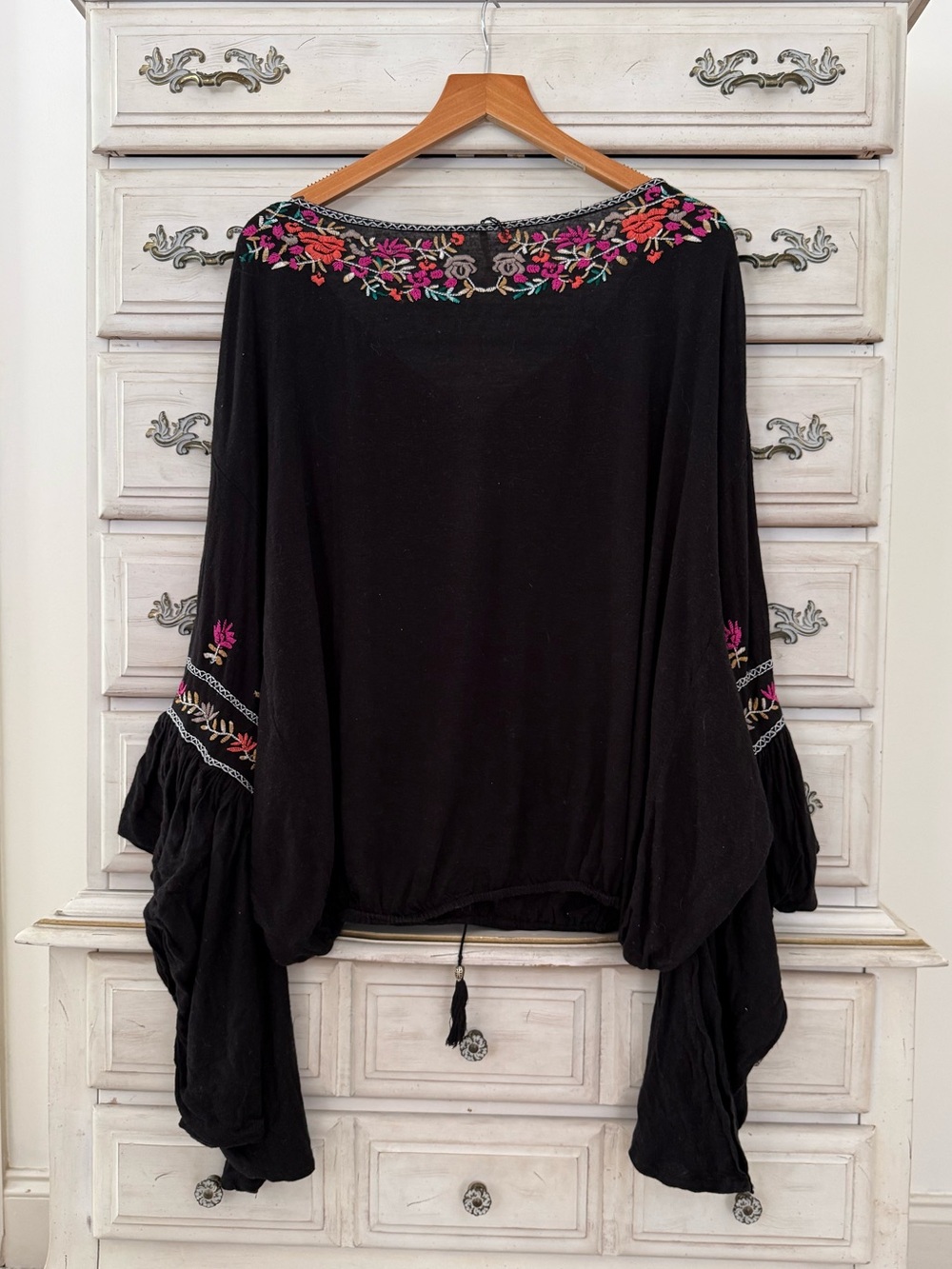 Free People Siren Song Embroidered Linen Blouse Top - Picture 4 of 6